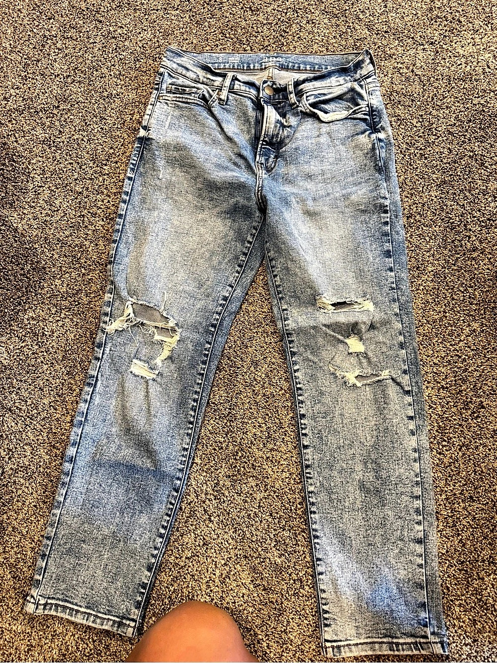 Ana  Straight Leg Distressed Jeans in Blue Size 8